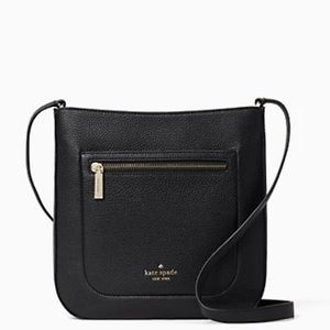 NWT New York Leila Leather Top Zip Crossbody color: black